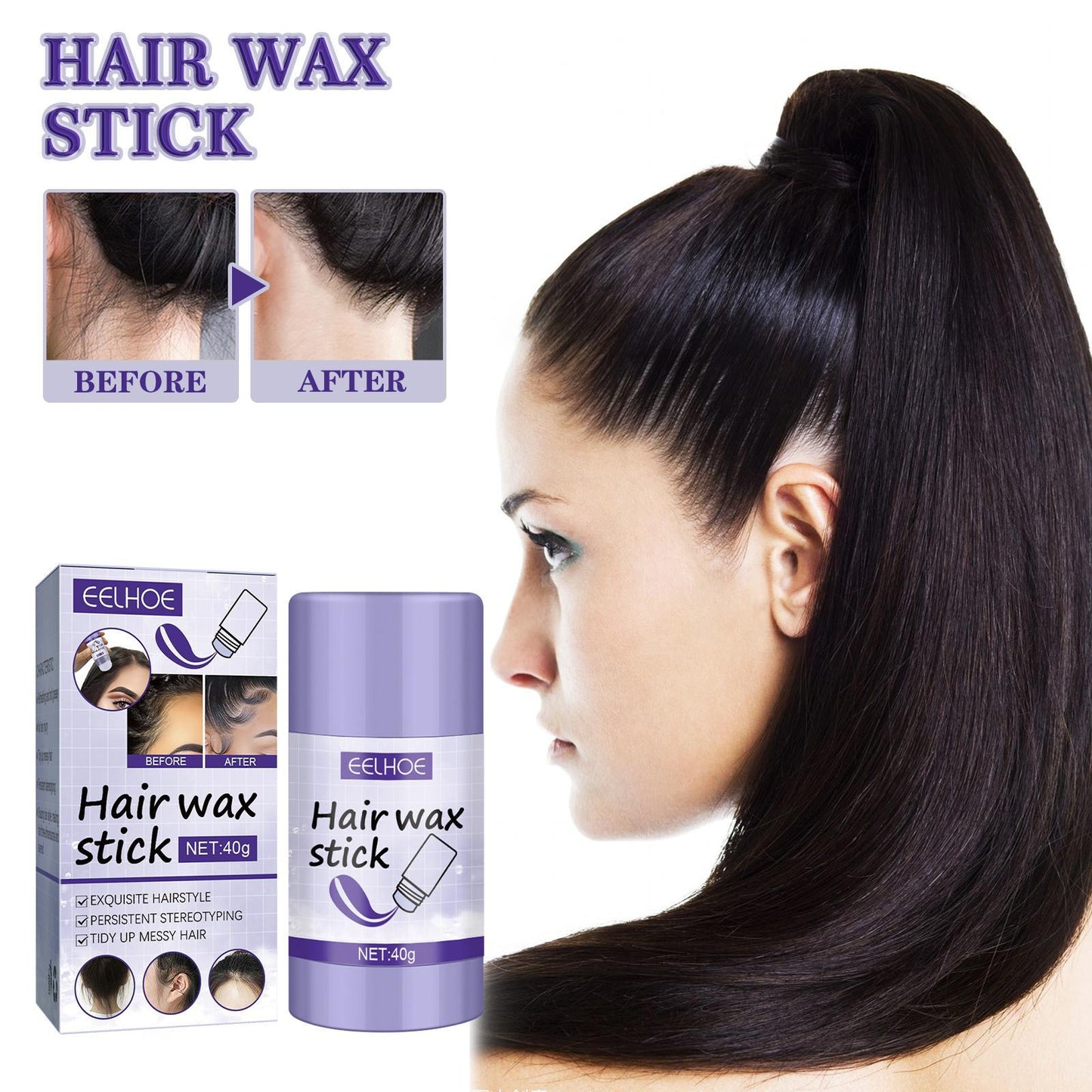 EELHOE Hair Wax Stick Broken Hair Polishing Hair Wax Haircare