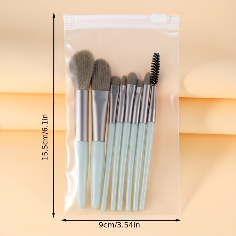 A Set Of 8 Portable Makeup Brushes, Suitable For Portable Beauty Tools