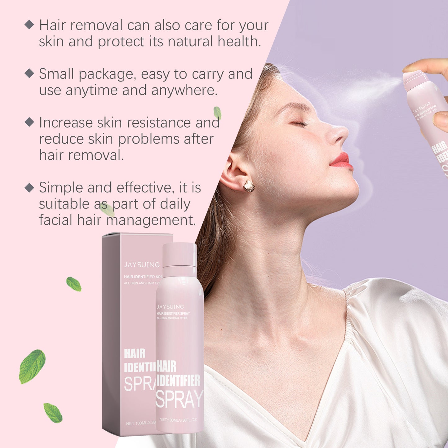 Jaysuing Facial Hair Removal Spray, Easily Softens Hair Facial Cleansing