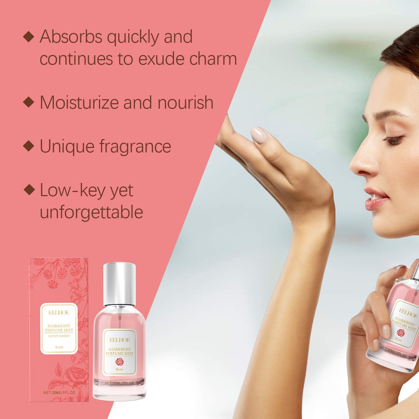 EELHOE Rose Body Hair Perfume spray Fresh And Elegant With Fragrance