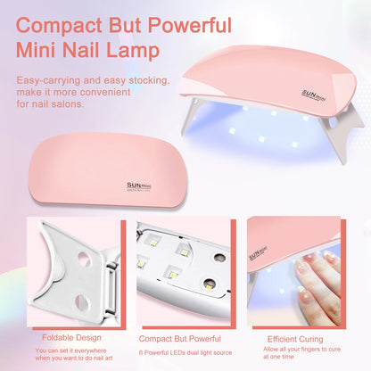 6 PCS Poly Gel Nail Kit With UV Lamp, Nail Brush And Nail Art Tools