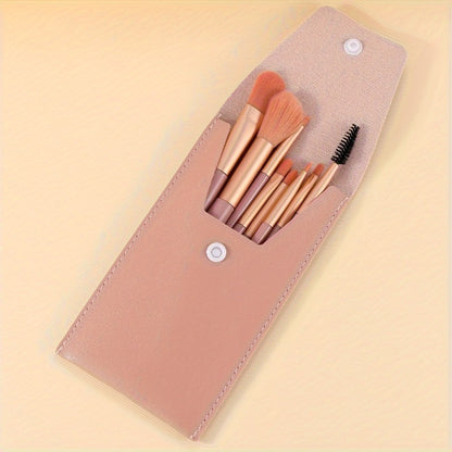 A Set Of 8 Portable Makeup Brushes, Suitable For Portable Beauty Tools