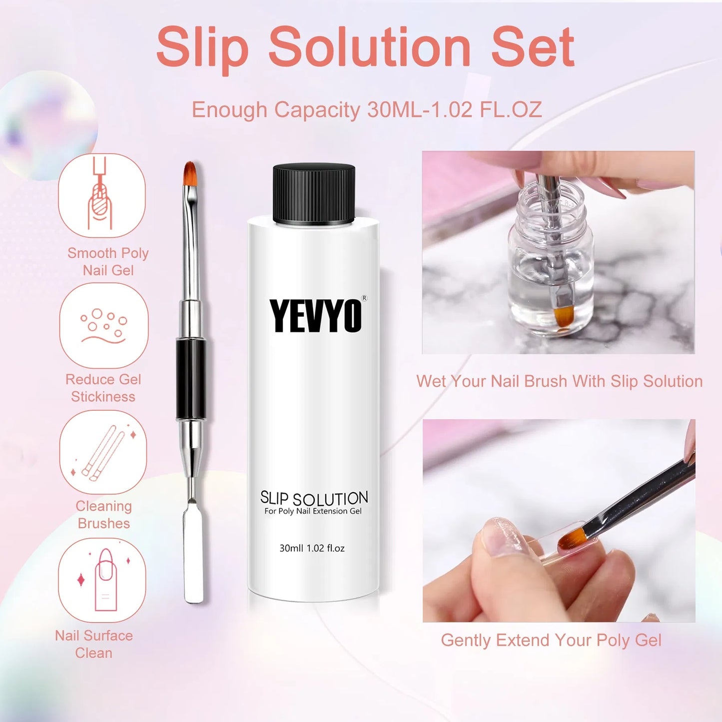 6 PCS Poly Gel Nail Kit With UV Lamp, Nail Brush And Nail Art Tools