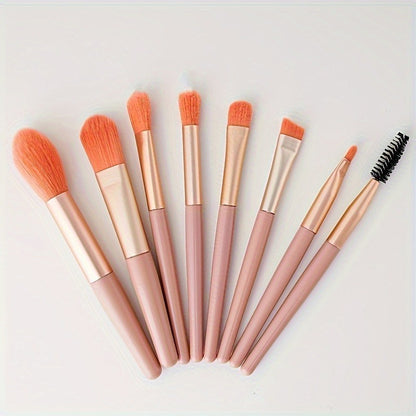 A Set Of 8 Portable Makeup Brushes, Suitable For Portable Beauty Tools