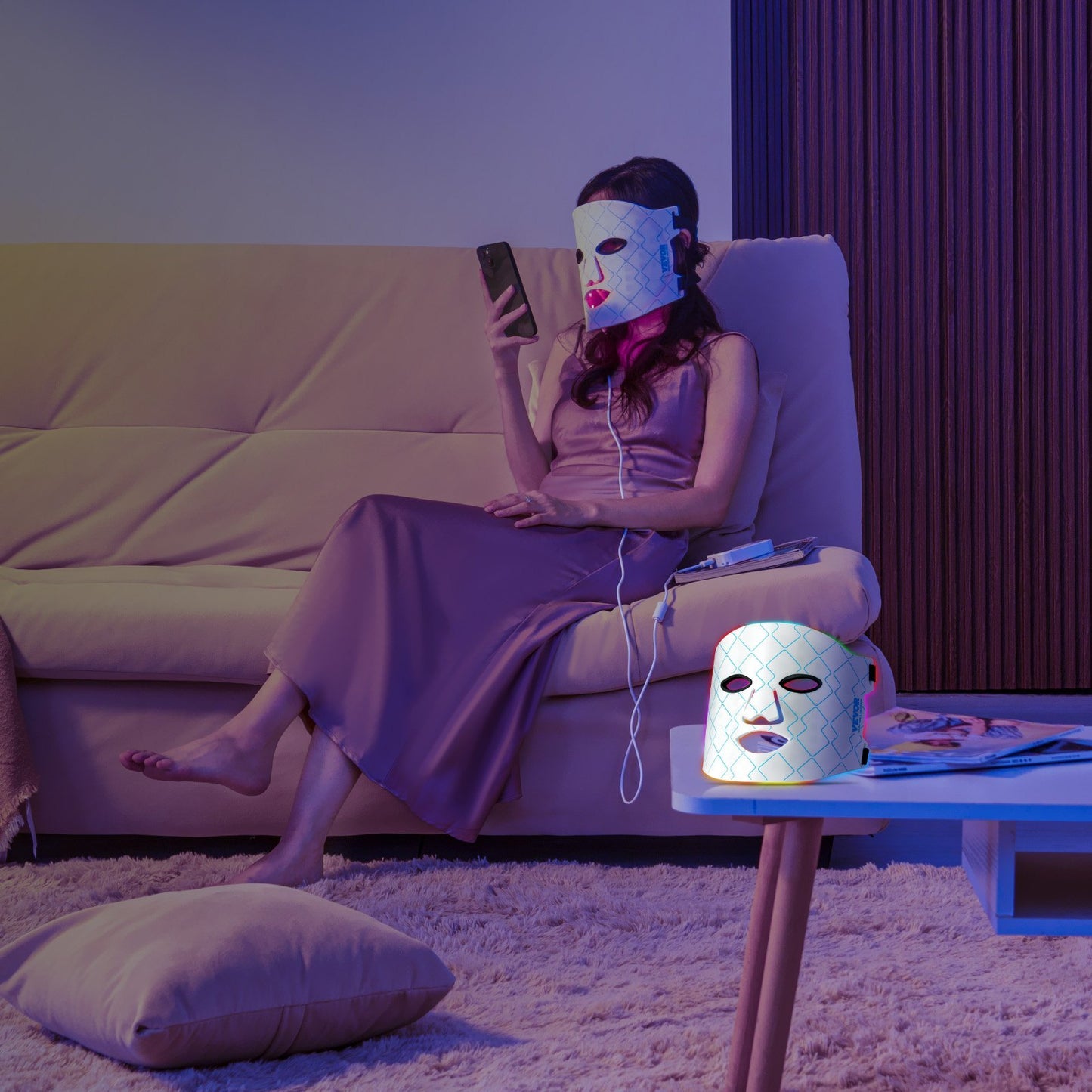 VEVOR Red Light Mask 7-Color LED Face Mask Therapy With 850nm NIR
